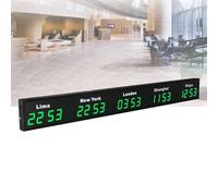 Cashwise Grande Horloge Mondiale numérique LED, Horloge Murale Multi-fuseaux horaires 3/4/5, idéale pour Les hôtels et Les multinationales Green-5City