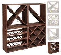 Casier à bouteilles de vin - Système modulaire CUBOX 50 - Mod Dunkel 15 - Capacité jusqu'à 15 bouteilles de 75 cl. - Taille 50 x 50 x 25 cm. en pin FSC - Marron