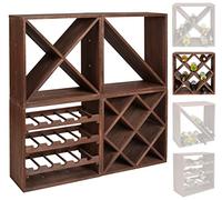 Casier à bouteilles de vin - Système modulaire CUBOX 50 - Mod Dunkel 20 ROMBO - Capacité de 20 bouteilles de 75 cl. - Taille 50 x 50 x 25 cm. en pin FSC - Marron