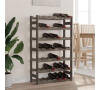 vidaXL Casier à Bouteilles pour 42 Bouteilles, Étagère à Vin avec Rangement, Casier à Bouteilles, Porte-Bouteilles, Moderne, Gris Bois de Pin Solide