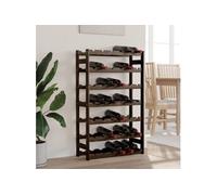 vidaXL Casier à bouteilles pour 42 bouteilles – Bois de pin solide Noir – Moderne
