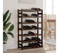 vidaXL Casier à bouteilles pour 42 bouteilles – Bois de pin solide Noir – Moderne