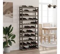 vidaXL Casier à bouteilles pour 77 bouteilles – Étagère à vin moderne, gris bois de pin solide