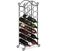 Casier à Vin, 21 Bouteilles, étagère Décorative Pour Cuisine, Cave Et Bar, Métal, Hlp 88 X 33 X 20 Cm, Noir - Relaxdays