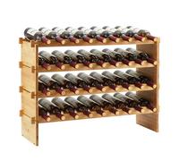 Casier à vin modulable en bambou empilable - Rangement stable pour 36 bouteilles - 4 niveaux - Pour cuisine, cave, bar, comptoir ou armoire -4 layers - 84*26*54CM, capacité 36 bouteilles
