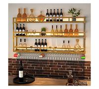 Casier à vin mural LED industriel en métal suspendu porte-bouteille rustique à 3 niveaux étagères de bar pour la maison et la salle à manger Solution de rangement élégante (couleur : D taille : 150 x