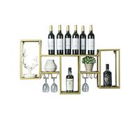 Casier à vin Porte-bouteilles de vin Porte-bouteilles de vin en métal | Support de rangement mural pour étagère murale | Porte-bouteille de vin | Cave à vin Loft Vintage Industrial Style (Gold)