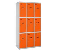 Casier-armoire Simonlocker Desm. 3 Portes 3/9 400 (1200) Gr/oran Gris/orange 1800x1200x500 - Simonrack