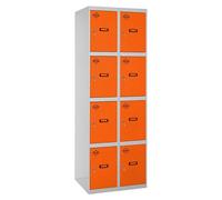 Casier-armoire Simonlocker Desm. 4 Portes 2/8 300 (600) Gr/oran Gris/orange 1800x600x500 - Simonrack