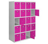 Casier-armoire Simonlocker Desm. 5 Portes 4/20 400 (1600) Gr/rs Gris/rose 1800x1600x500 - Simonrack