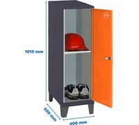 Casier-armoire Simonlocker Dism.mini + Ban. 915x400x500+pies An/n Antracite/orange 1015x400x500 - Simonrack