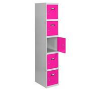 Casier-armoire Simonlocker Prof.dism.5 Porte 1/5 400 In Gr/rs Gris/rose 1800x400x500 - Simonrack