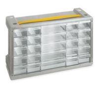 Casier de rangement petites pièces 25 cases L40,5xP15xh24cm translucide Poker 25 Gris G