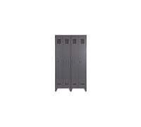 Casier en pin massif anthracite, 2 portes, 6 étagères, haut - Woood, Stijn - 103x40x187 cm