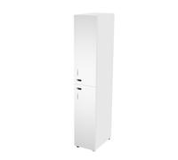 Casier haut simple Eminence L. 33 x H. 184 cm - Meuble 1 colonnes 2 portes superposées avec serrures à code indépendantes - 1 niches intérieurs par porte - Corps Blanc - Portes blanches