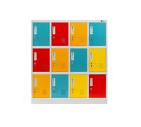 Casier vestiaire 4B3A armoire metallique 12 Compartiments revêtement en poudre 120 cm x 110 cm x 45 cm (multicolore)