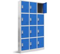 Casier vestiaire metallique 3B4A Armoire Métallique Casier 12 compartiments en tôle d'acier thermolaquée 185 cm x 90 cm x 40 cm Bleu