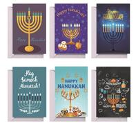 Casiler Lot De 6 Cartes De Vœux Hanoucca avec Enveloppes pour Décoration De Fête