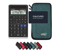 Casio fx-82 Solar II avec Housse de Protection WYNGS incluse Turquoise - Calculatrice Scientifique - Pack de Base