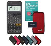 Casio fx-82DE X avec housse de protection Rouge et manuel (80 pages, DIN A5) - Calculatrice scientifique - Smart Set