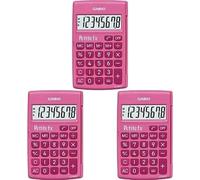 Casio Petite FX Calculatrice Scolaire 8 Chiffres Rose LC-401LV-PK, Paquet de 3