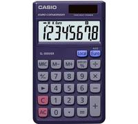 Casio Calculatrice SL-300VER de poche, écran 8 chiffres, solaire et pile – Bleu