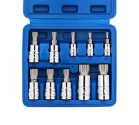 CASOMAN Lot de 10 douilles XZN à triple cannelure carrée de 6,35 mm, 9,5 mm et 12,7 mm, M4-M18, 12 points inviolables, douilles Cr-V et embouts en acier S2