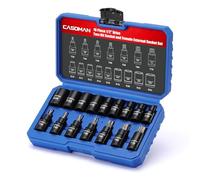 CASOMAN Lot de 16 douilles Torx 1/2" CR-V et femelles