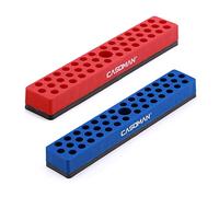 CASOMAN Lot de 2 organiseurs d'embouts hexagonaux de 6,35 mm avec base magnétique - Rouge et bleu,