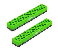 CASOMAN Lot de 2 organiseurs d'embouts hexagonaux de 6,35 mm avec base magnétique - Vert, organisateur d'embouts à 86 trous avec base magnétique solide, organiseur magnétique pour vos spécialités
