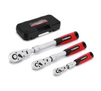 CASOMAN Lot de 3 cliquets extensibles flexibles 1/2", 3/8" et 1/4 liquet, poignée à cliquet, 72 dents, CR-V