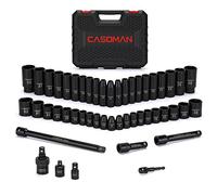 CASOMAN Lot de 49 douilles à choc de 1,27 cm, profondes et peu profondes, CR-V, 6 points, 8 mm-32 mm, comprend des barres d'extension, des adaptateurs, un joint universel à impact