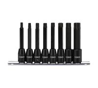 CASOMAN Lot de 8 douilles Torx Torx extra longues de 9,5 mm T30-T70, acier S2, embout Torx de 9,5 mm