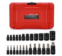 CASOMAN Pièces Bit Torx Ensemble 13 Pièces T8-T60 et 12 Femelles E-Torx E4-E22
