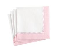 Caspari Lot de 40 serviettes cocktail en papier avec bordure en lin Rose pétale