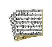 Caspari Paquet de 20 Serviettes Cocktail Musica, Tissu, Noir/Blanc, 12,5x12,5x0,02 cm