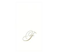 Caspari Towels, Monogram, Pack of 24 Recevez avec Les Serviettes Guest White Pearl Paper Linen, Paquet de 24, Initiale F, Or, Microfibre, Blanc Perle, 16,25x20x0,02 cm