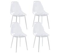 CASPER - Lot de 4 chaises transparentes pieds blancs Transparent