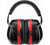 Casque Antibruit Pliable SNR 32dB Protection Auditive EM-5002B Oreille Défenseur Noir et Rouge