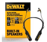 Casque Bluetooth 2-en-1 DEWALT Black Edition, modèle robuste, avec haut-parleur intégré, casque sans fil pour chantier, autonomie de plus de 60 heures, indice de protection IP56, fonction mains libres