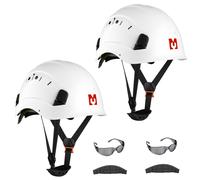 Casque de chantier et de protection Mustbau EN397 avec visière anti-buée, casque de travail en ABS résistant, réglable de 53 à 63 cm, lot de 2, blanc