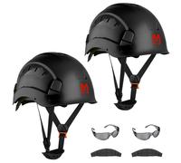 Casque de chantier et de protection Mustbau EN397 avec visière anti-buée, casque de travail en ABS résistant, réglable de 53 à 63 cm, lot de 2, noir