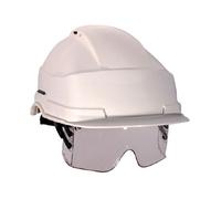 Casque de chantier - IRIS 2 - Blanc - Lunette-masque polycarbonate anti-chocs/anti-UV - Taille réglable 49-63 cm