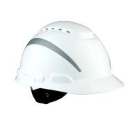 Casque de protection 3M G3000 avec indicateur d'UV, blanc, ABS, ventilé Fermeture à cliquet, bande de transpiration en plastique, autocollant réfléchissant x20 morceau