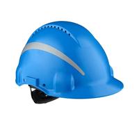 Casque de protection 3M G3000 avec indicateur d'UV, bleu, ABS, ventilé Fermeture à cliquet, bande de transpiration en plastique, autocollant réfléchissant x20 morceau