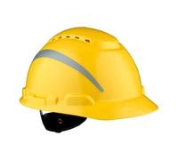 Casque de protection 3M G3000 avec indicateur d'UV, jaune, ABS, ventilé Fermeture à cliquet, bande de transpiration en plastique, autocollant réfléchissant x20 morceau