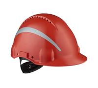 Casque de protection 3M G3000 avec indicateur d'UV, rouge, ABS, ventilé Fermeture à cliquet, bande de transpiration en plastique, autocollant réfléchissant x1 morceau