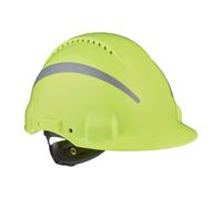 Casque de protection 3M G3000 avec indicateur d'UV, vert néon, ABS, ventilé Fermeture à cliquet, bande de transpiration en plastique, autocollant réfléchissant x1 morceau