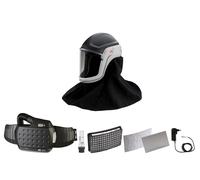 Casque de protection 3M Speedglas Versaflo M406 avec couvre-cou et épaules résistants avec protection respiratoire à ventilation assistée Adflo avec tuyau d'air QRS, adaptateur, débitmètre d'air, préf