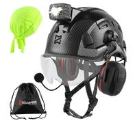 Casque de protection industriel pour adultes, avec protection auditive et lampe frontale rechargeable, en ABS